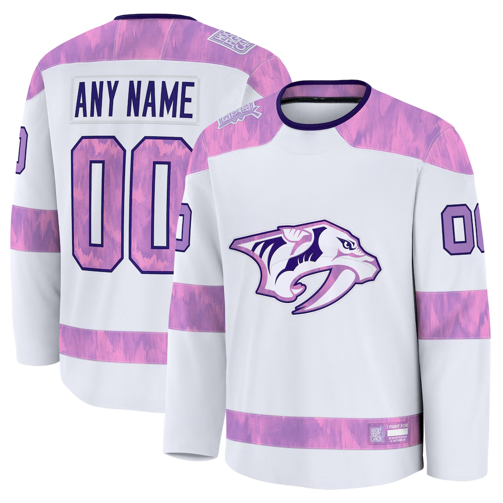 Jdoa Custom N.Predators White 2024 Hockey Fights Cancer Practice Jerseys