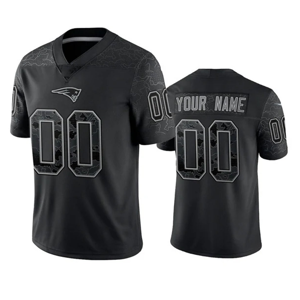 Jdoa Custom NE.Patriots Black Reflective LImited Home Game Any Name & Numbers Stitched Jerseys