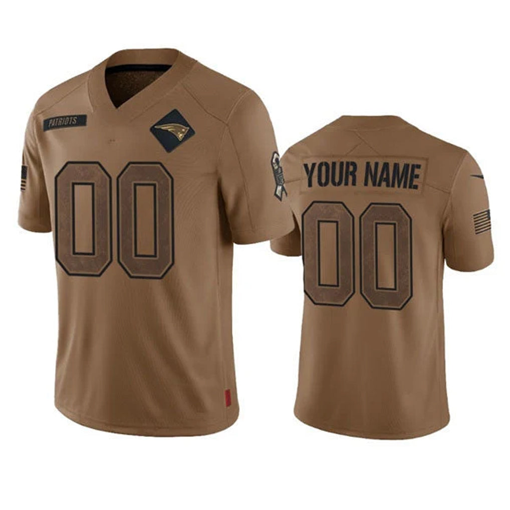 Jdoa Custom NE.Patriots Brown Salute To Service Limited Any Name & Numbers Stitched Jerseys