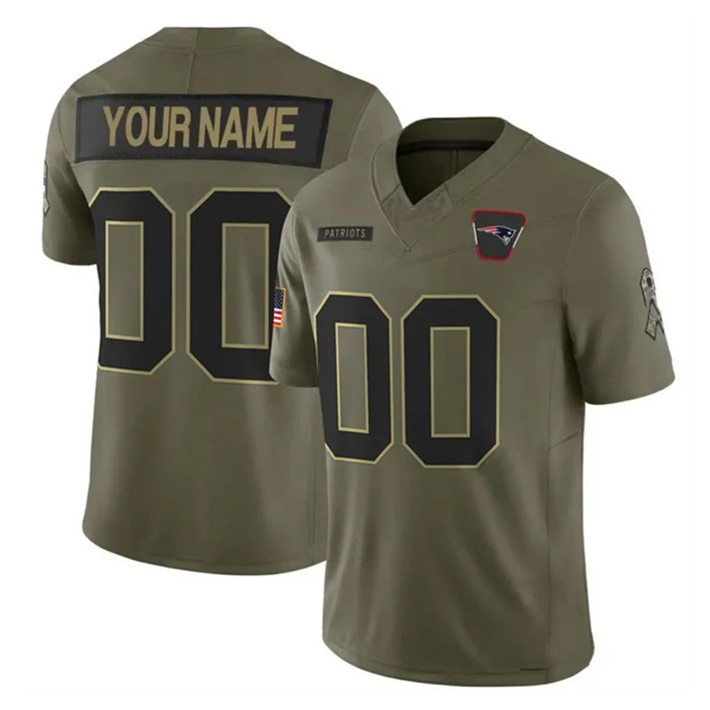 Jdoa Custom NE.Patriots Olive 2025 Salute To Service Limited Any Name & Numbers Stitched Jerseys