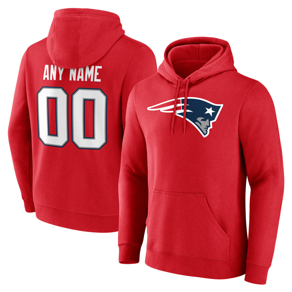Jdoa Custom NE.Patriots Red LOGO Pullover Hoodies Home Game Any Name & Numbers Stitched Jerseys