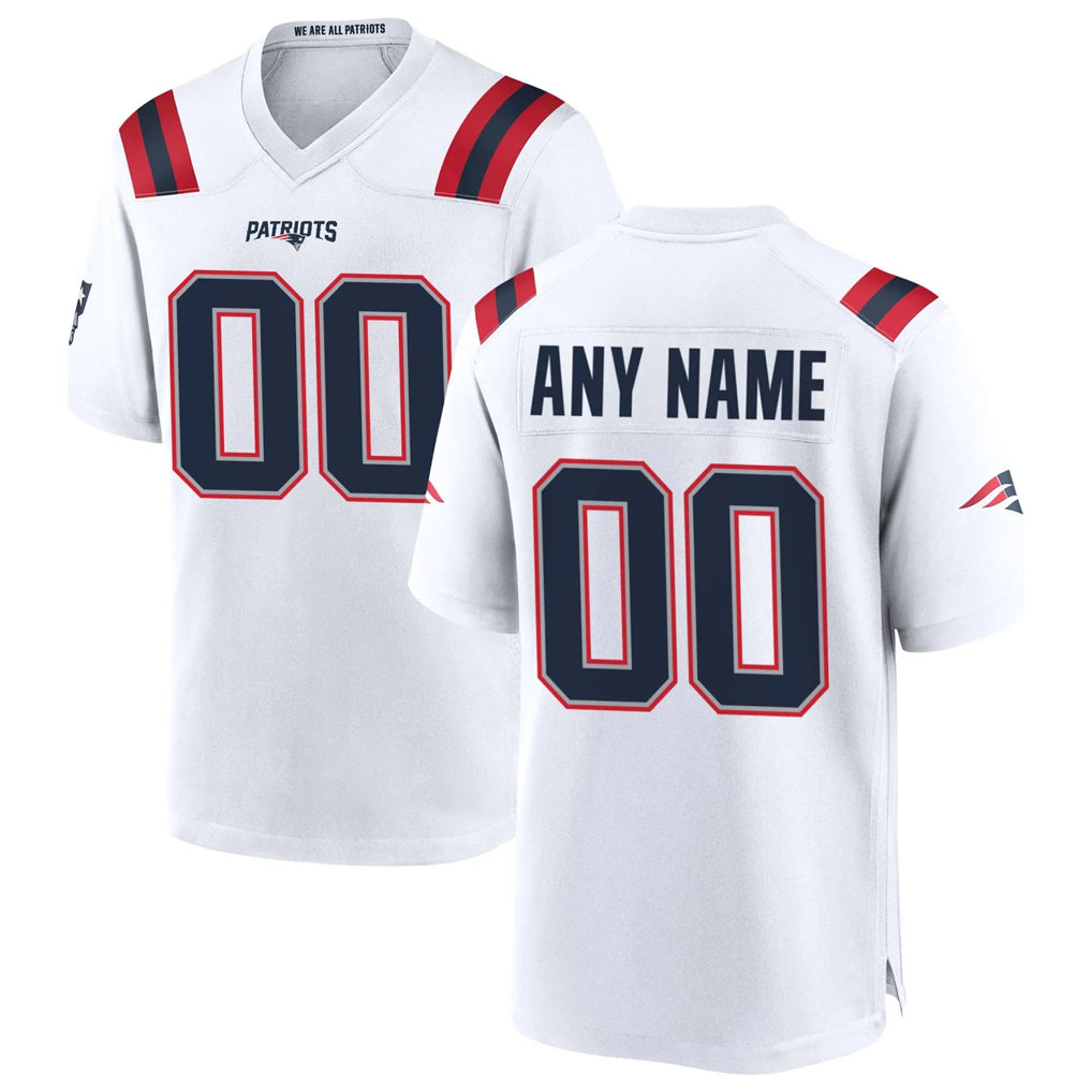 Jdoa Custom NE.Patriots White Home Game Any Name & Numbers Stitched Jerseys