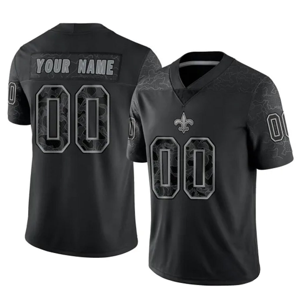 Jdoa Custom NO.Saints Black Limited Reflective Home Game Any Name & Numbers Stitched Jerseys