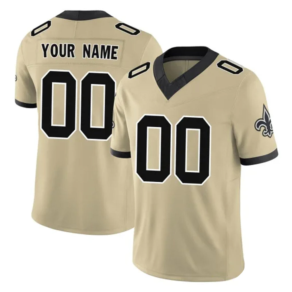 Jdoa Custom NO.Saints Gold Limited Vapor F.U.S.E. Home Game Any Name & Numbers Stitched Jerseys