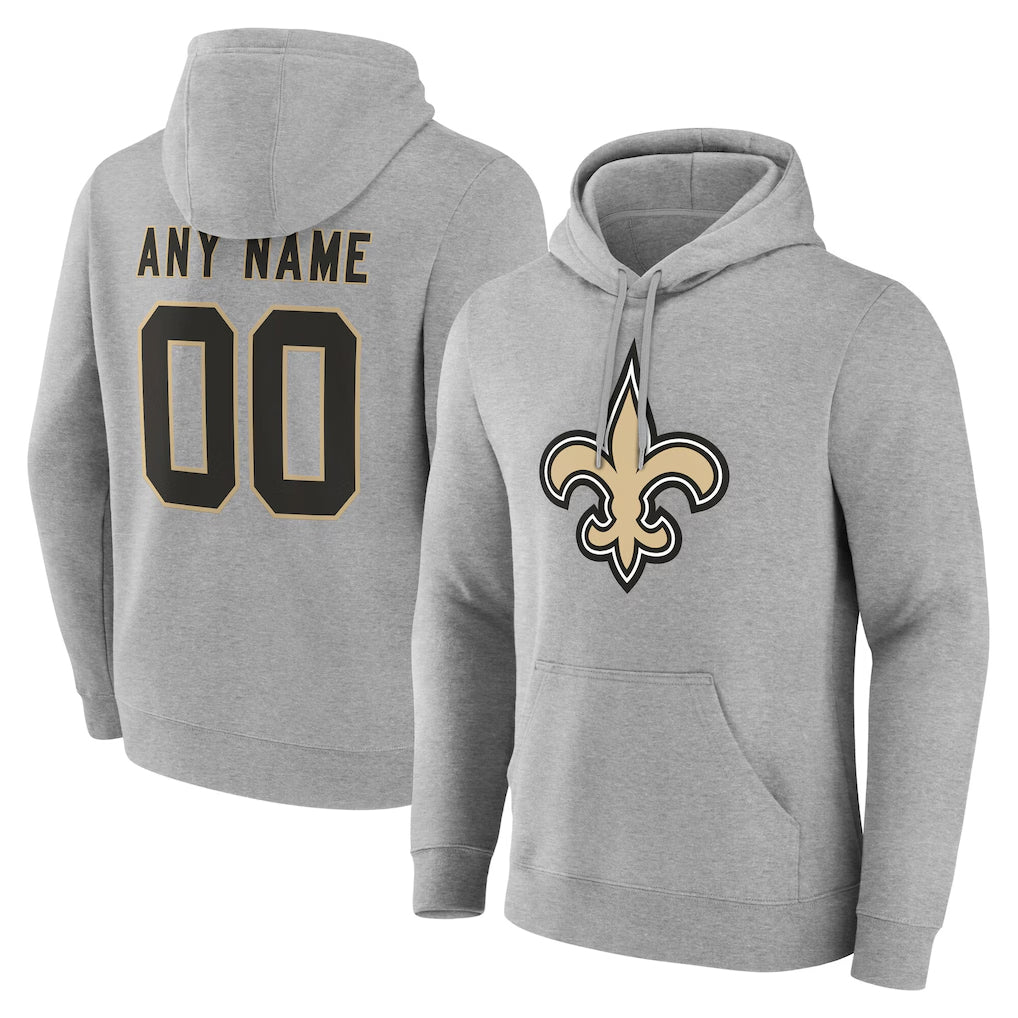 Jdoa Custom NO.Saints Gray LOGO Pullover Hoodies Limited Any Name & Numbers Stitched Jerseys