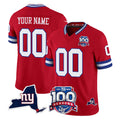 Jdoa Custom NY.Giants Red 100th Season & State Patch Vapor Limited Home Game Any Name & Numbers Stitched Jerseys