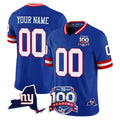 Jdoa Custom NY.Giants Royal 100th Season & State Patch Vapor Limited Home Game Any Name & Numbers Stitched Jerseys