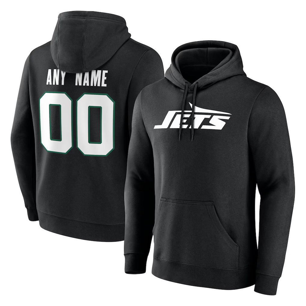 Jdoa Custom NY.Jets Black LOGO Pullover Hoodies Limited Game Any Name & Numbers Stitched Jerseys