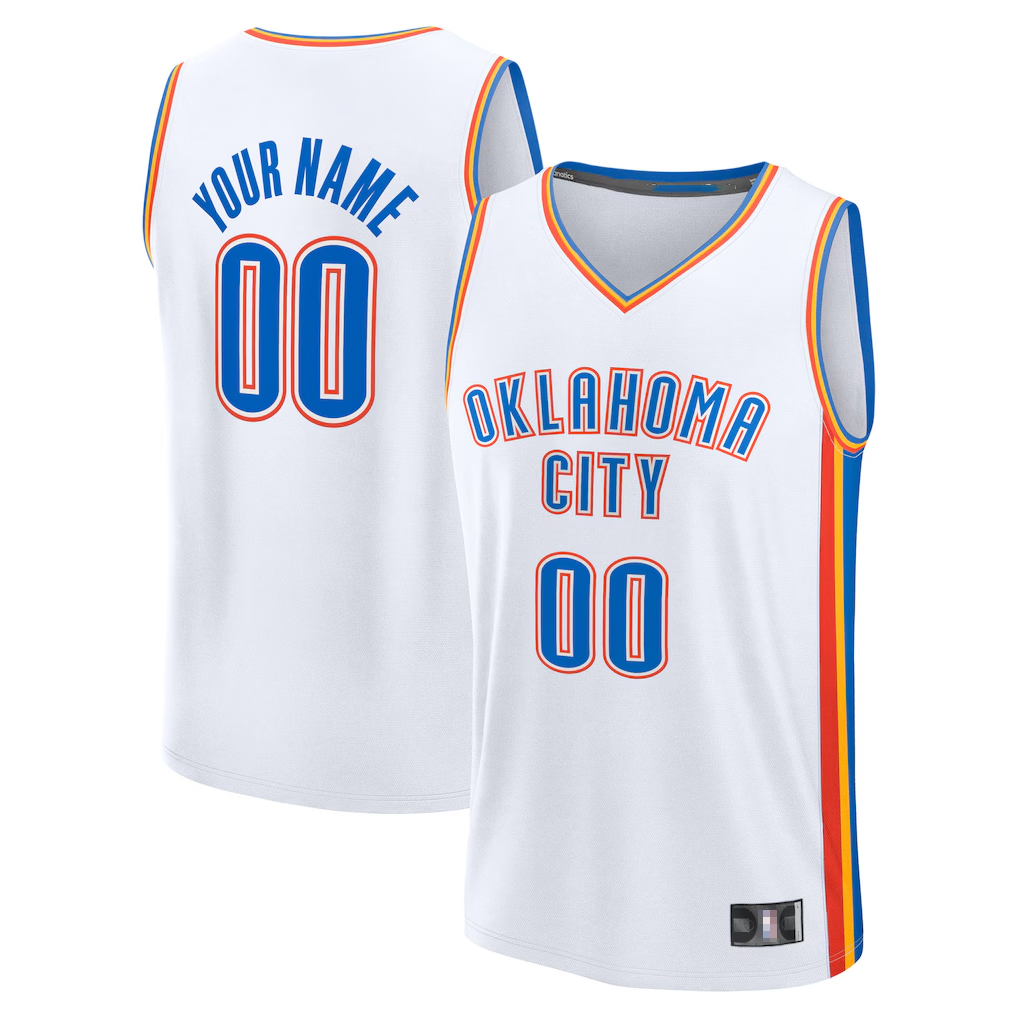 Jdoa Custom OC.Thunder White Fast Break Stitched Jerseys- Association Edition