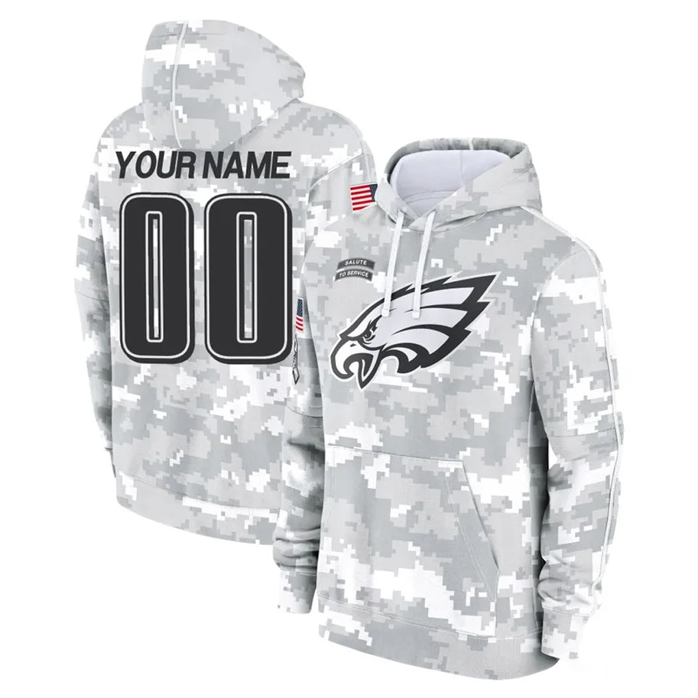 Jdoa Custom P.Eagles Arctic Camo Salute to Service Pullover Hoodies Limited Game Any Name & Numbers Stitched Jerseys