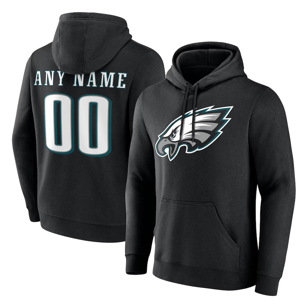 Jdoa Custom P.Eagles Black LOGO Pullover Hoodies Home Game Any Name & Numbers Stitched Jerseys