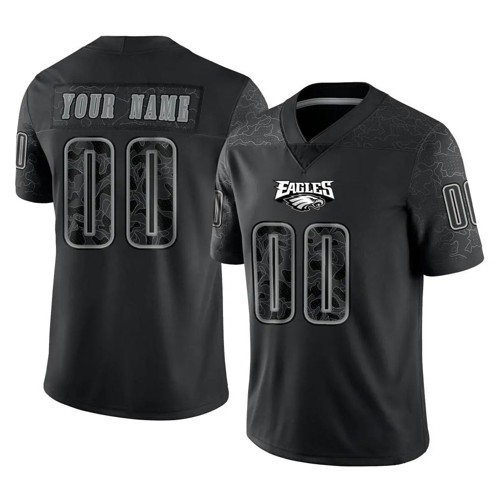 Jdoa Custom P.Eagles Black Reflective Limited Home Game Any Name & Numbers Stitched Jerseys