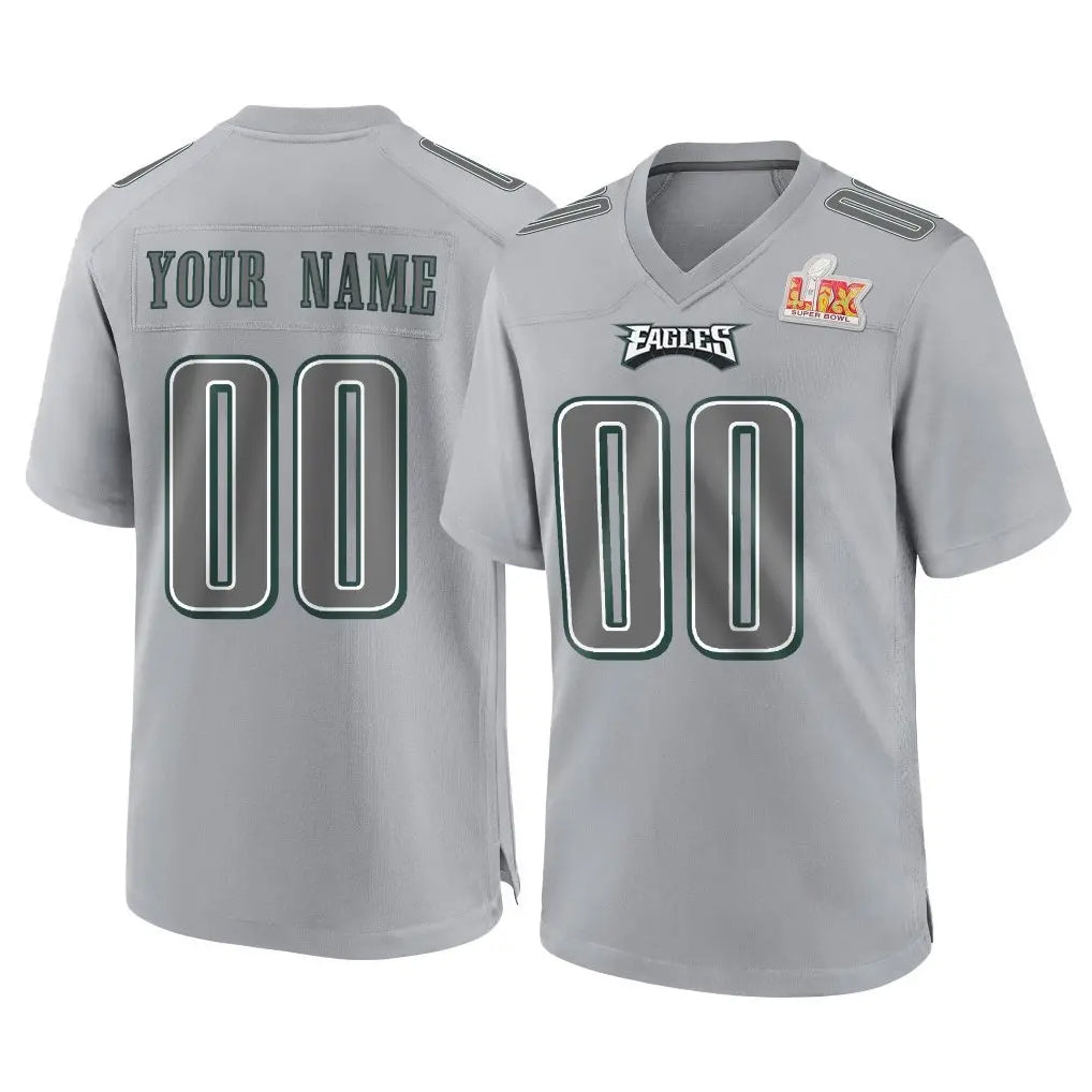 Jdoa Custom P.Eagles Gray Atmosphere Fashion Super Bowl LIX Home Game Any Name & Numbers Stitched Jerseys