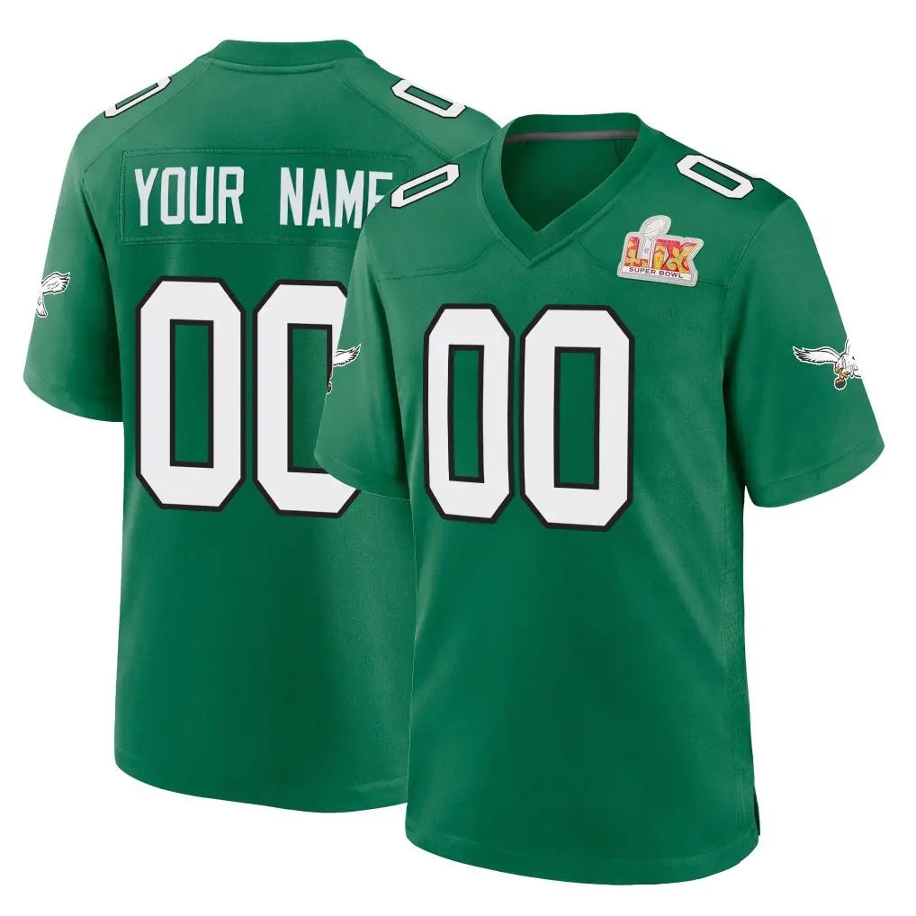 Jdoa Custom P.Eagles Green Kelly Alternate Super Bowl LIX Home Game Any Name & Numbers Stitched Jerseys
