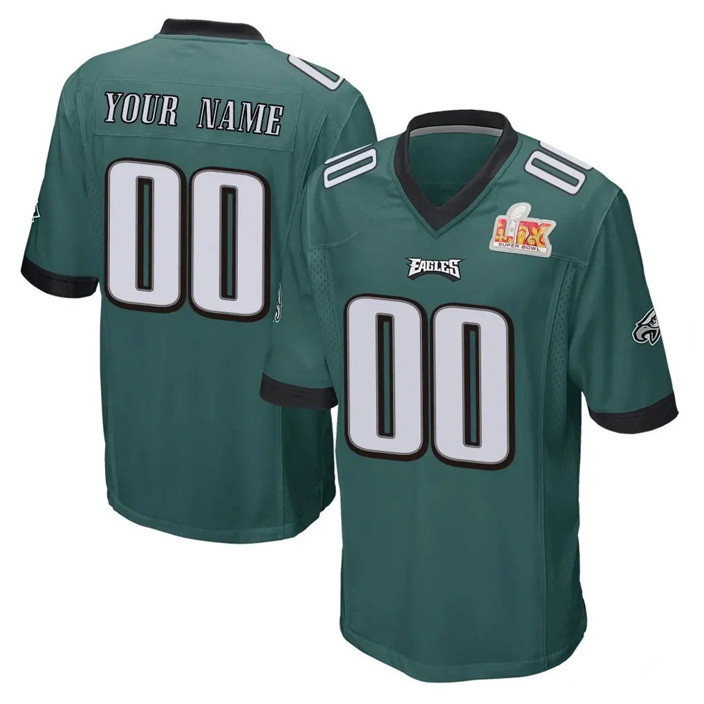 Jdoa Custom P.Eagles Team Color Green Super Bowl LIX Home Game Any Name & Numbers Stitched Jerseys