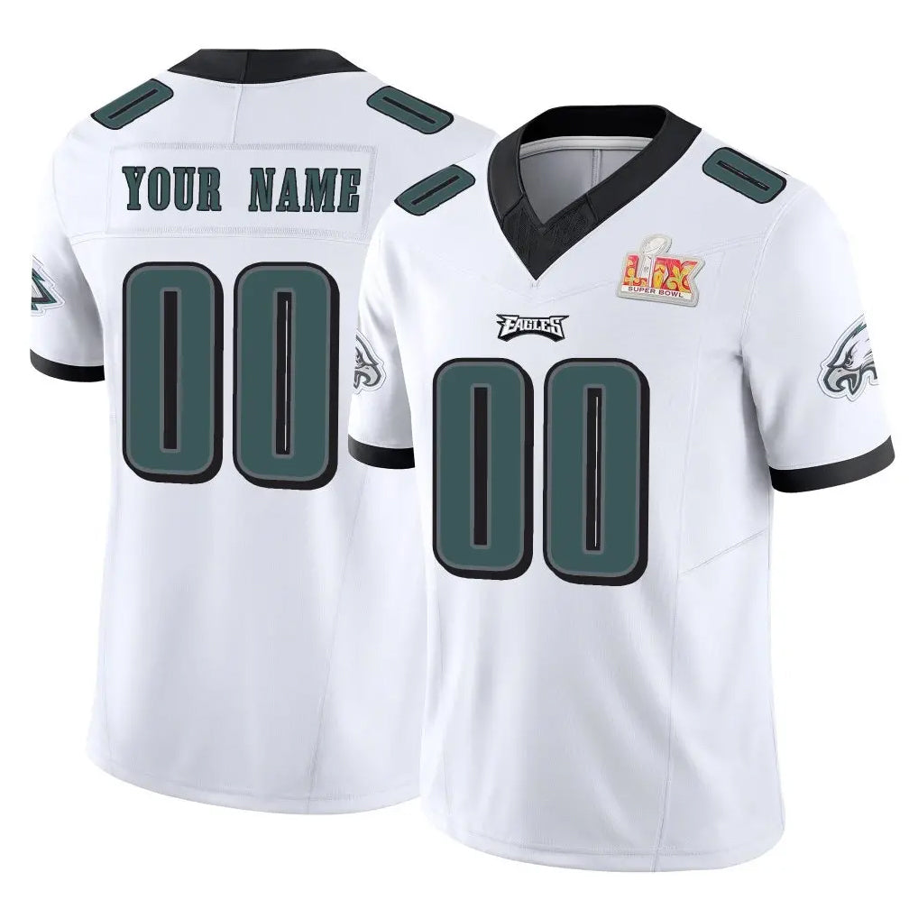 Jdoa Custom P.Eagles White Limited Vapor F.U.S.E. Super Bowl LIX Home Game Any Name & Numbers Stitched Jerseys