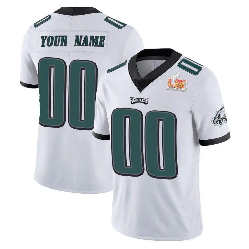 Jdoa Custom P.Eagles White Limited Vapor Untouchable Super Bowl LIX Home Game Any Name & Numbers Stitched Jerseys