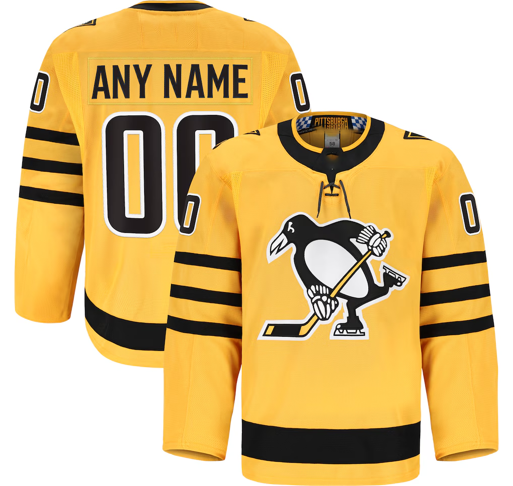 Jdoa Custom P.Penguins Gold Alternate Authentic Pro Jerseys