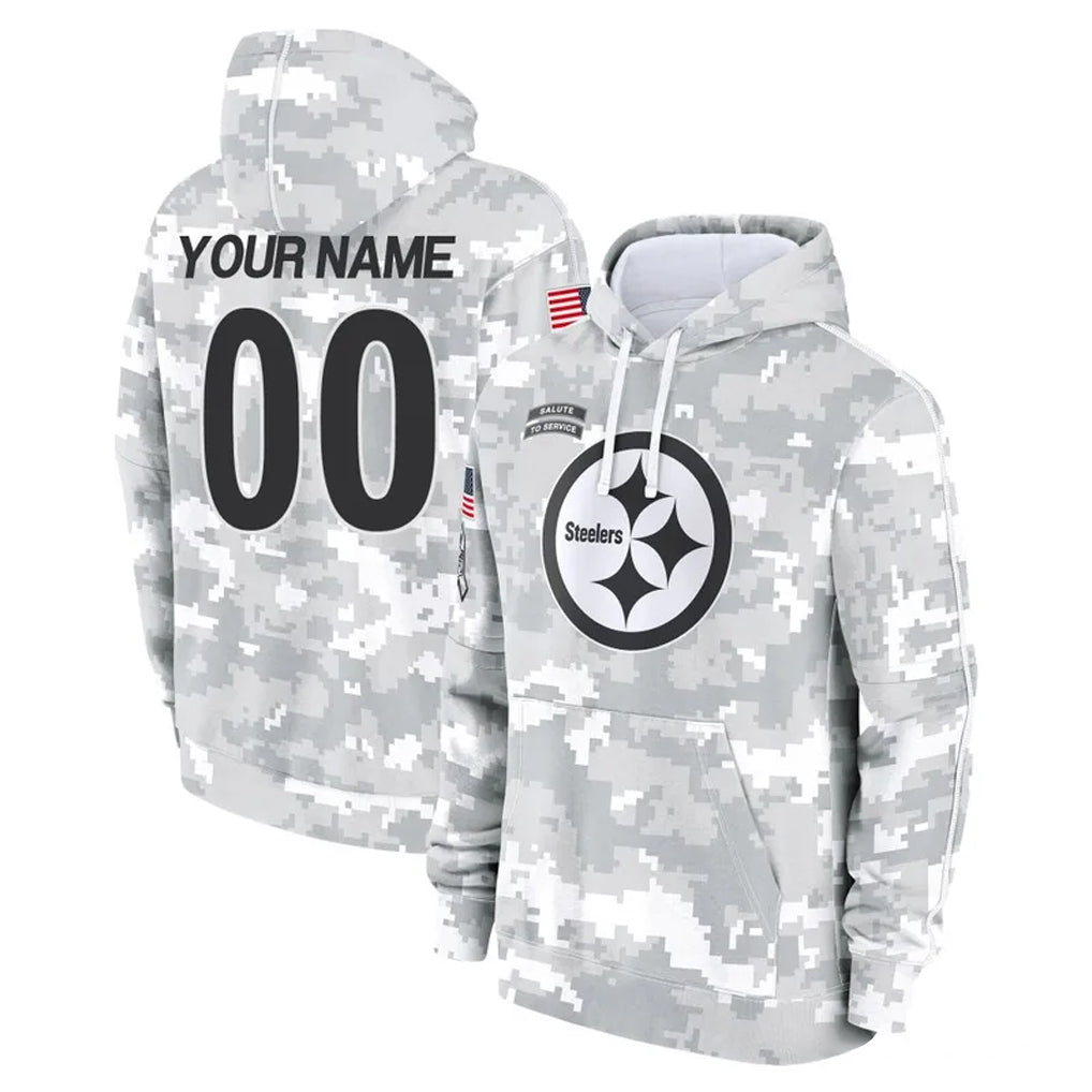 Jdoa Custom P.Steelers Arctic Camo Limited Salute to Service Pullover Hoodies Game Any Name & Numbers Stitched Jerseys