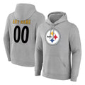 Jdoa Custom P.Steelers Gray LOGO Pullover Hoodies Limited Any Name & Numbers Stitched Jerseys