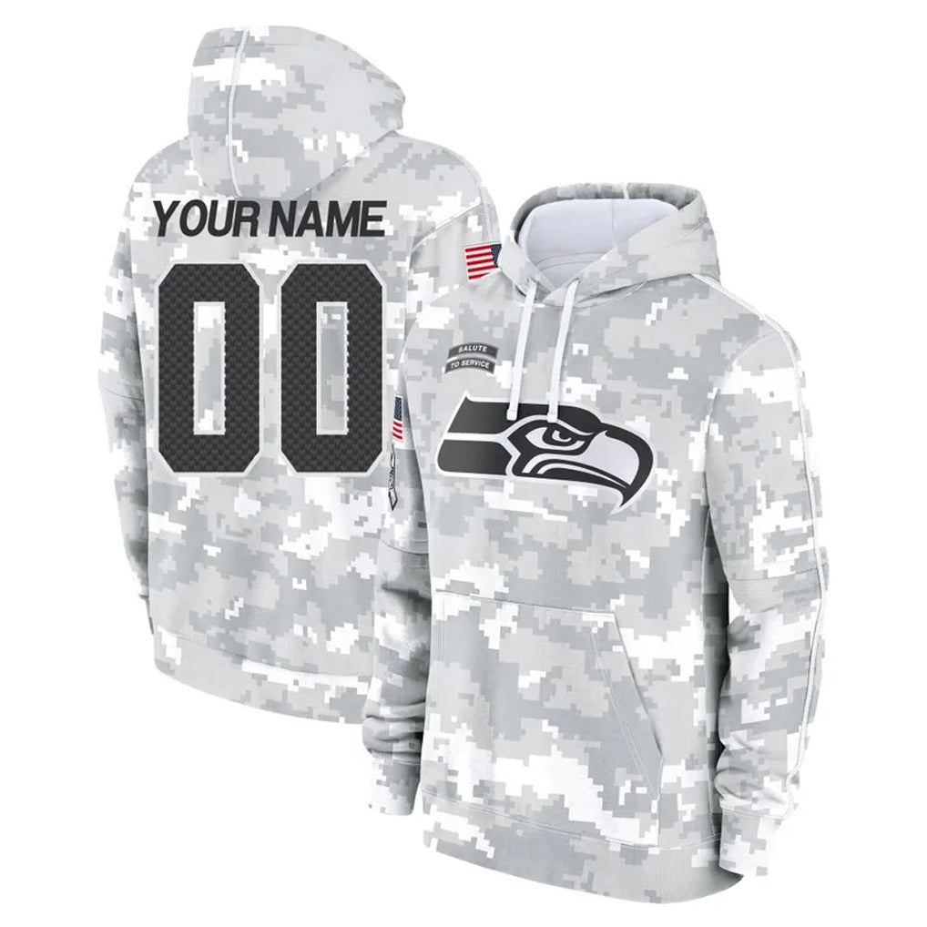 Jdoa Custom S.Seahawks Arctic Camo Limited Salute to Service Pullover Hoodies Game Any Name & Numbers Stitched Jerseys