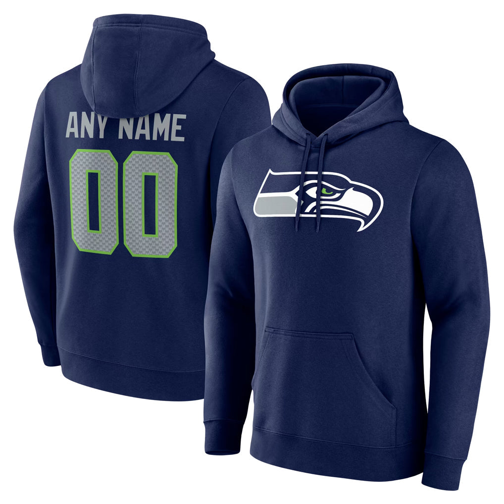 Jdoa Custom S.Seahawks Navy Pullover Hoodies Game Any Name & Numbers Stitched Jerseys