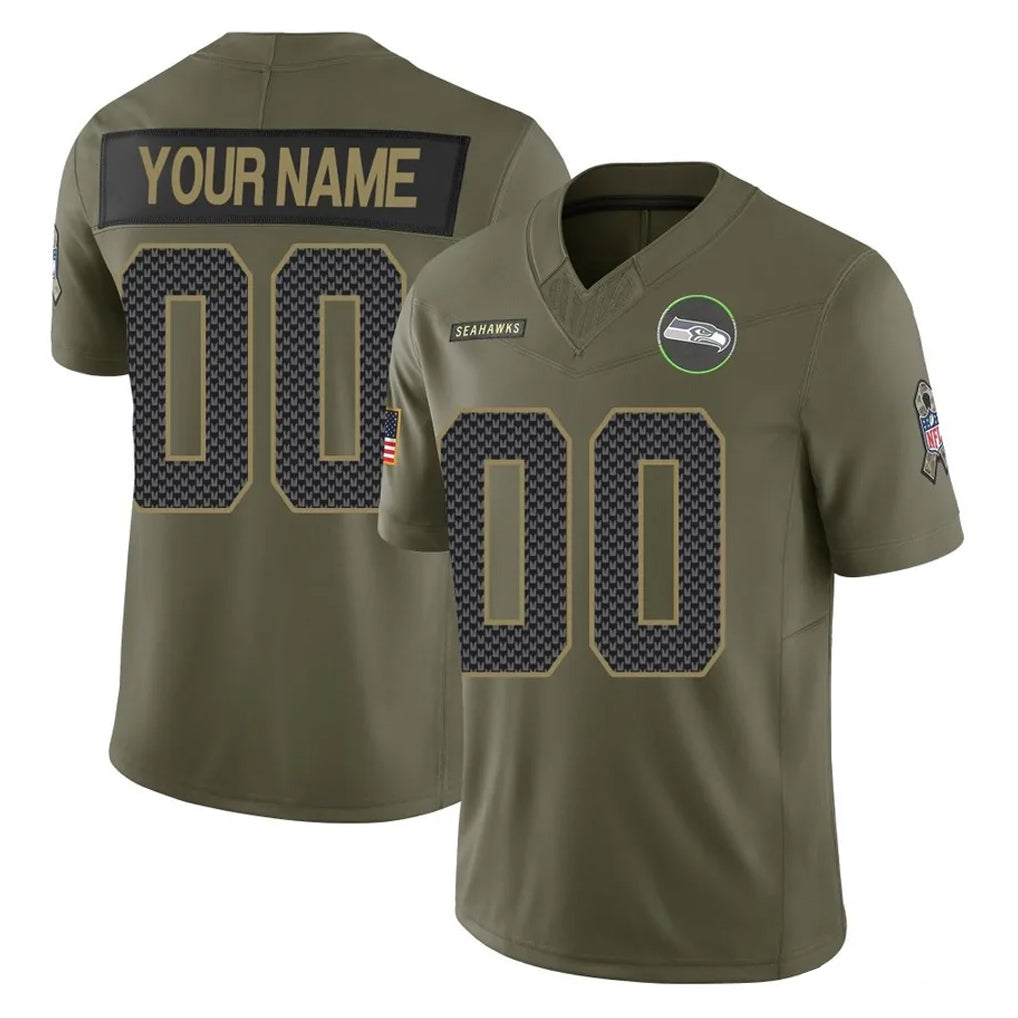 Jdoa Custom S.Seahawks Olive 2025 Salute To Service Limited Home Game Any Name & Numbers Stitched Jerseys