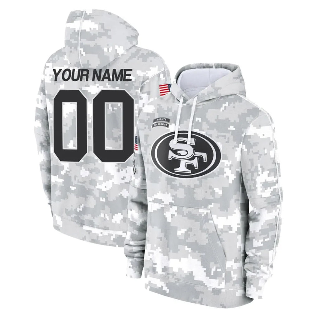 Jdoa Custom SF.49ers Arctic Camo Limited Salute to Service Pullover Hoodies Game Any Name & Numbers Stitched Jerseys