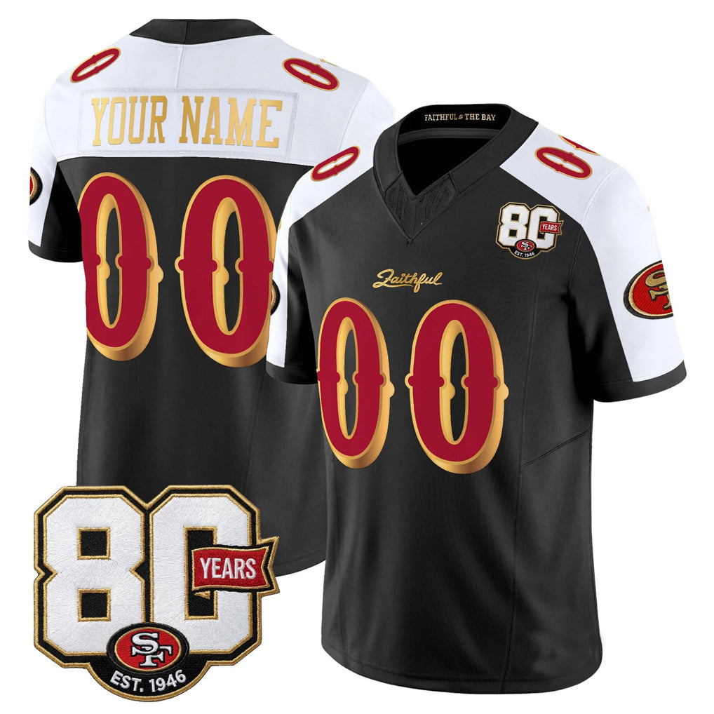 Jdoa Custom SF.49ers Black-White Limited 80th Rivalries Collection Home Game Any Name & Numbers Stitched Jerseys