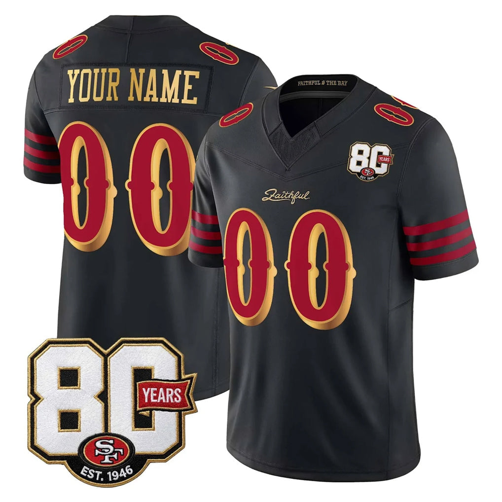 Jdoa Custom SF.49ers Black Limited 80th Rivalries Collection Home Game Any Name & Numbers Stitched Jerseys