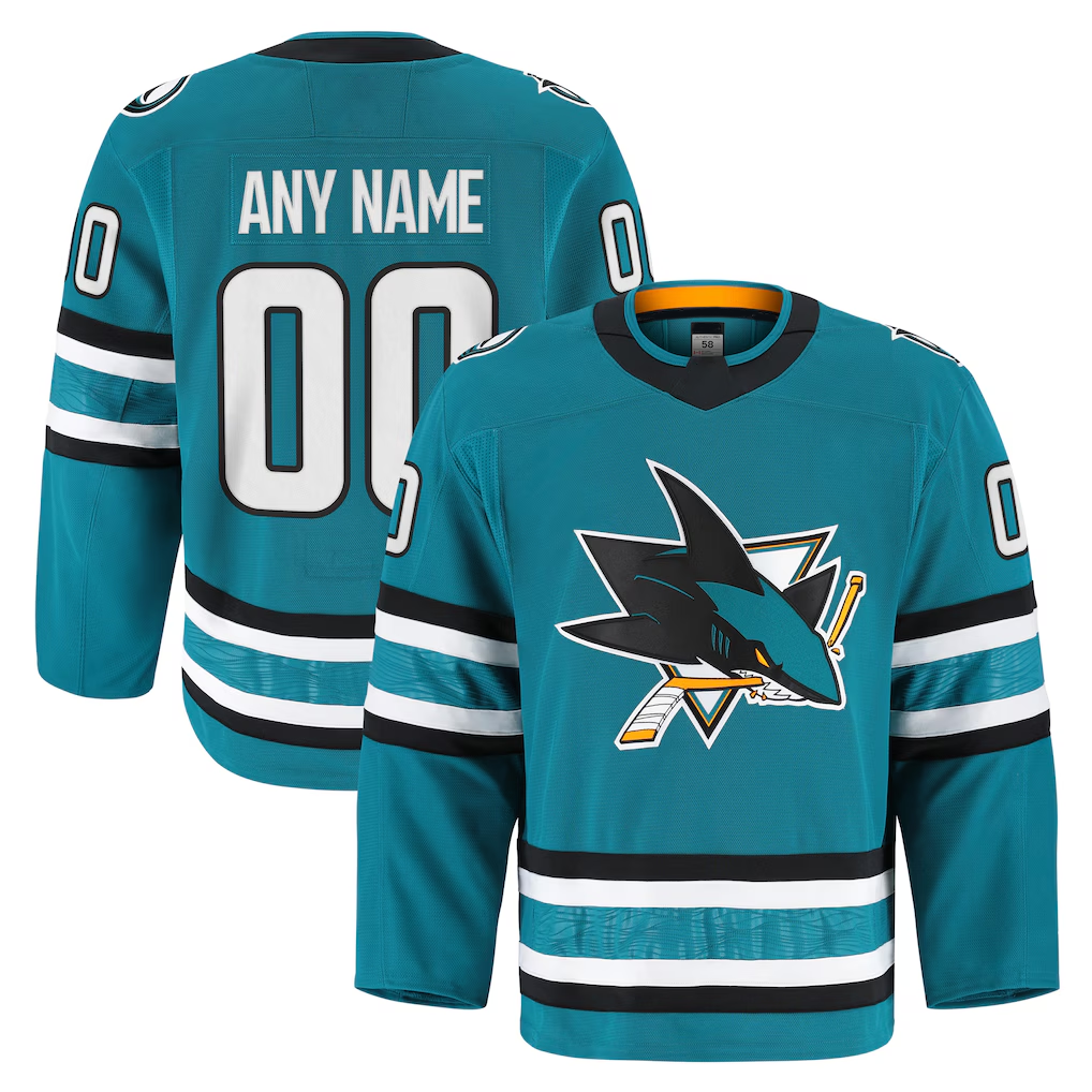 Jdoa Custom S.Jose Sharks Teal Home Authentic Pro Jerseys