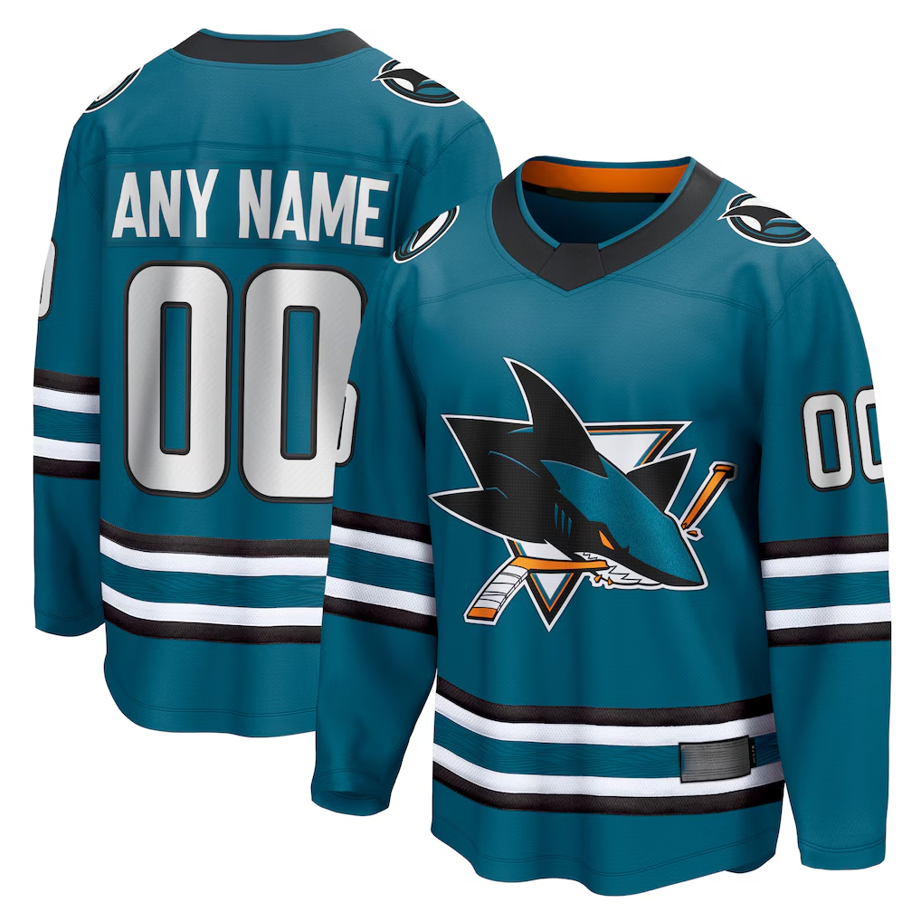 Jdoa Custom S.Jose Sharks Teal Home Breakaway Jerseys