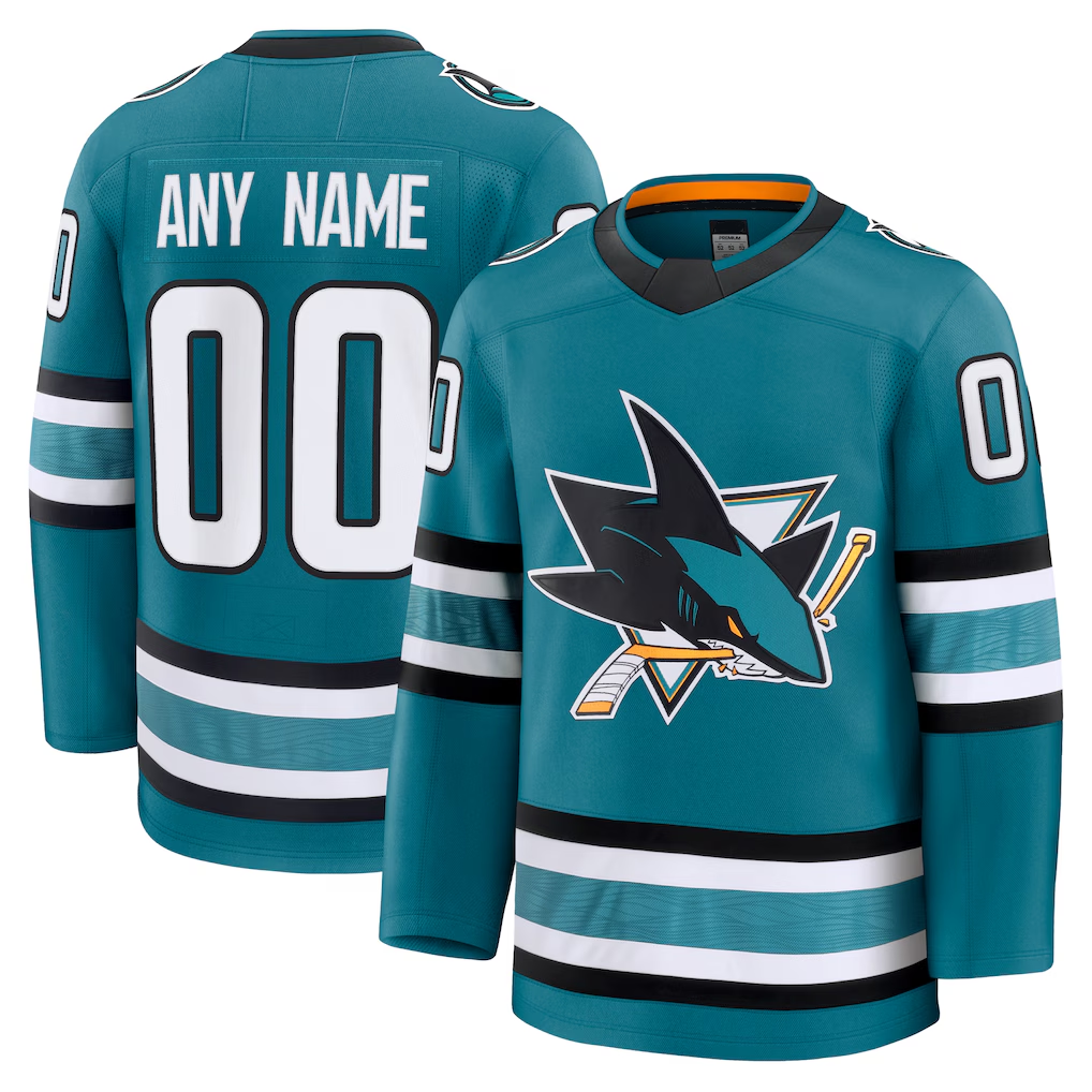 Jdoa Custom S.Jose Sharks Teal Home Premium Jerseys