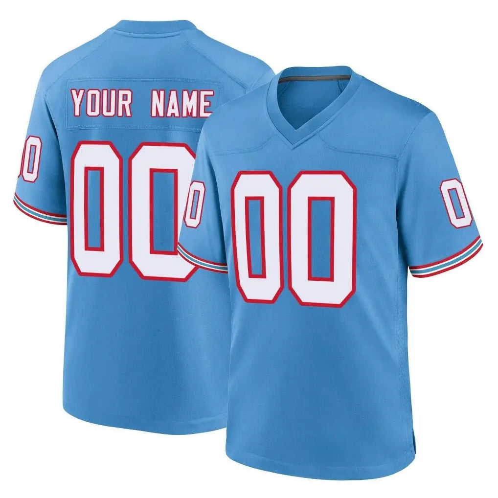 Jdoa Custom T.Titans Light Blue Oilers Throwback Home Game Any Name & Numbers Stitched Jerseys