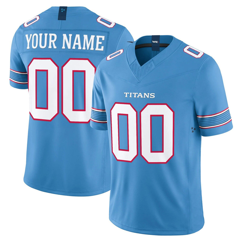 Jdoa Custom T.Titans Light Blue Team Vapor F.U.S.E. Limited Home Game Any Name & Numbers Stitched Jerseys
