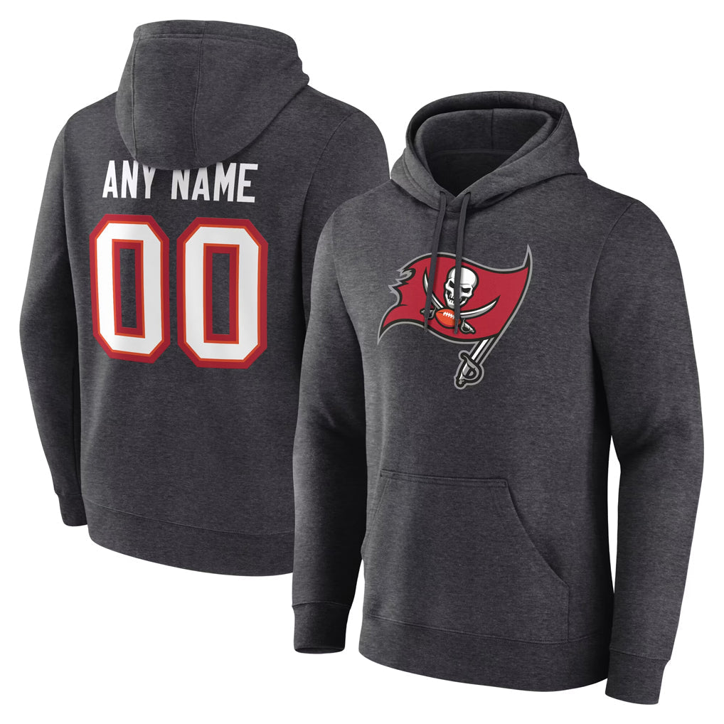 Jdoa Custom TB.Buccaneers Gray LOGO Pullover Hoodie Home Game Any Name & Numbers Stitched Jerseys