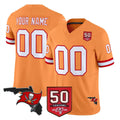 Jdoa Custom TB.Buccaneers Orange 50th Season Vapor Limited Home Game Any Name & Numbers Stitched Jerseys
