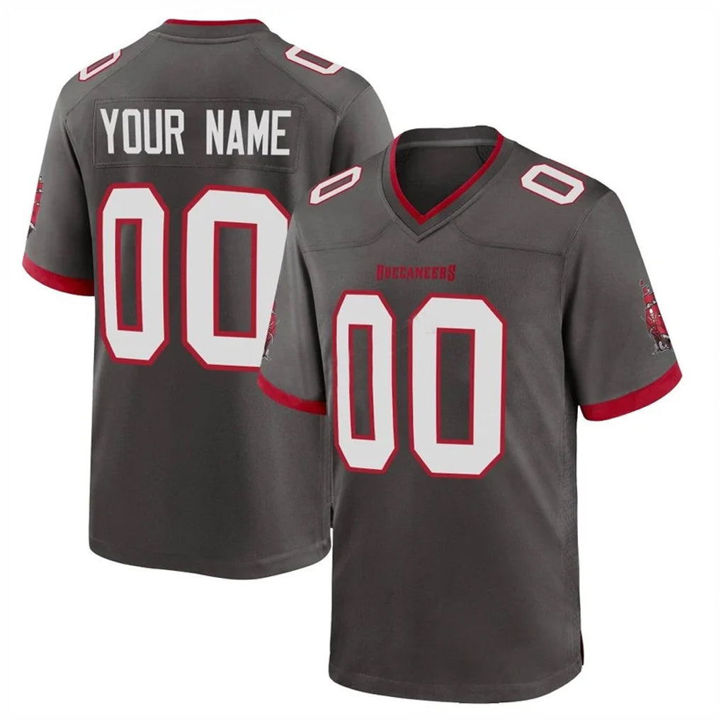 Jdoa Custom TB.Buccaneers Pewter Alternate Home Game Any Name & Numbers Stitched Jerseys