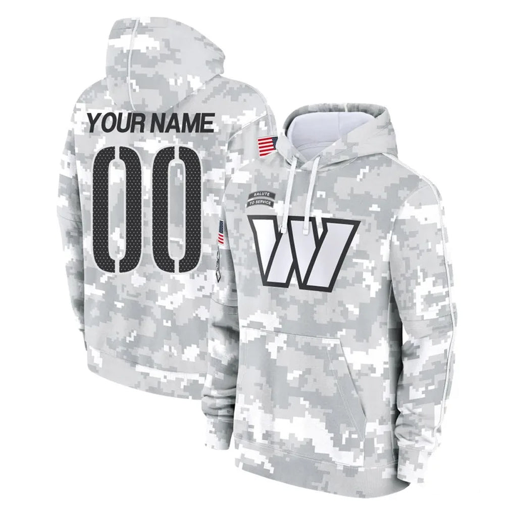 Jdoa Custom W.Commanders Arctic Camo Limited Salute to Service Pullover Hoodies Game Any Name & Numbers Stitched Jerseys