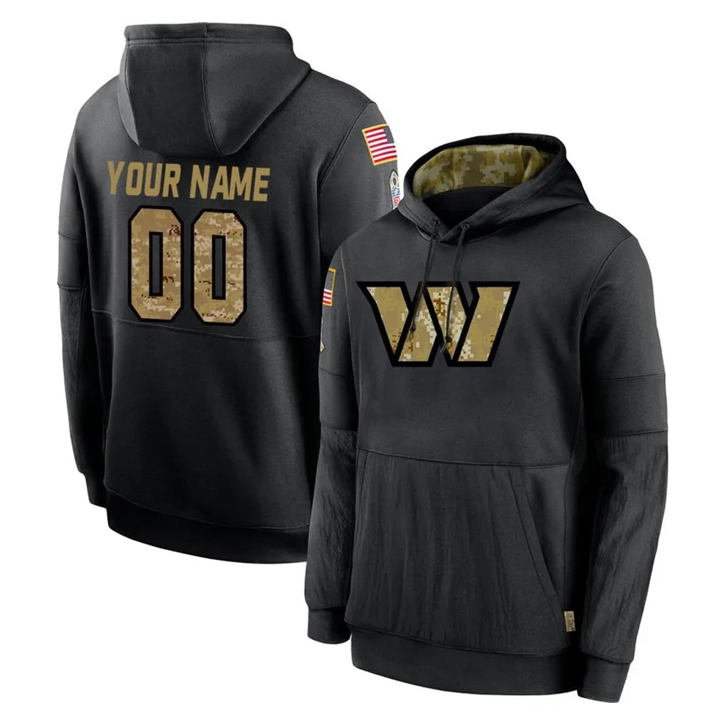 Jdoa Custom W.Commanders Black Salute to Service Performance Pullover Hoodies Home Game Any Name & Numbers Stitched Jerseys