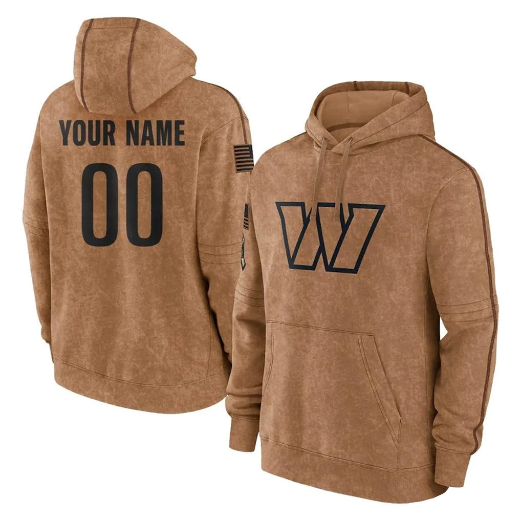 Jdoa Custom W.Commanders Brown Limited Salute to Service Pullover Hoodies Game Any Name & Numbers Stitched Jerseys