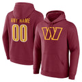 Jdoa Custom W.Commanders Burgundy LOGO Pullover Hoodies Game Any Name & Numbers Stitched Jerseys