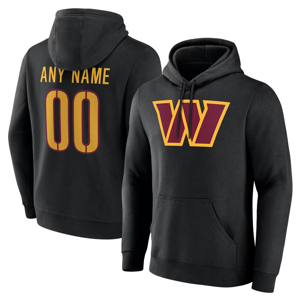 Jdoa Custom W.Commanders Gray LOGO Performance Pullover Hoodies Game Any Name & Numbers Stitched Jerseys