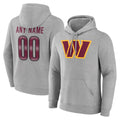 Jdoa Custom W.Commanders Gray LOGO Pullover Hoodies Game Any Name & Numbers Stitched Jerseys