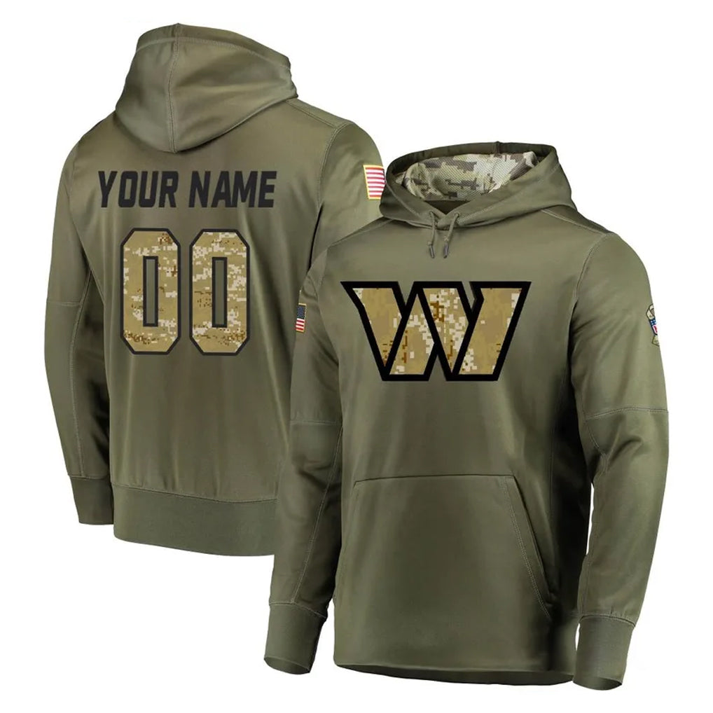 Jdoa Custom W.Commanders Olive Salute to Service Pullover Hoodie Limited Home Game Any Name & Numbers Stitched Jerseys