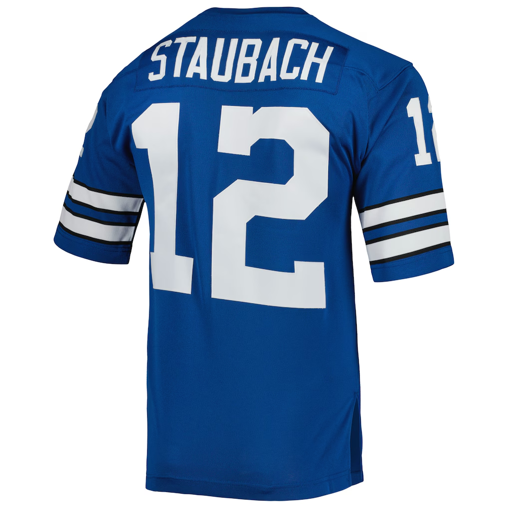 Jdoa D.Cowboys 1971 #12 Roger Staubach Mitchell & Ness Royal Authentic Throwback Retired Player Jersey