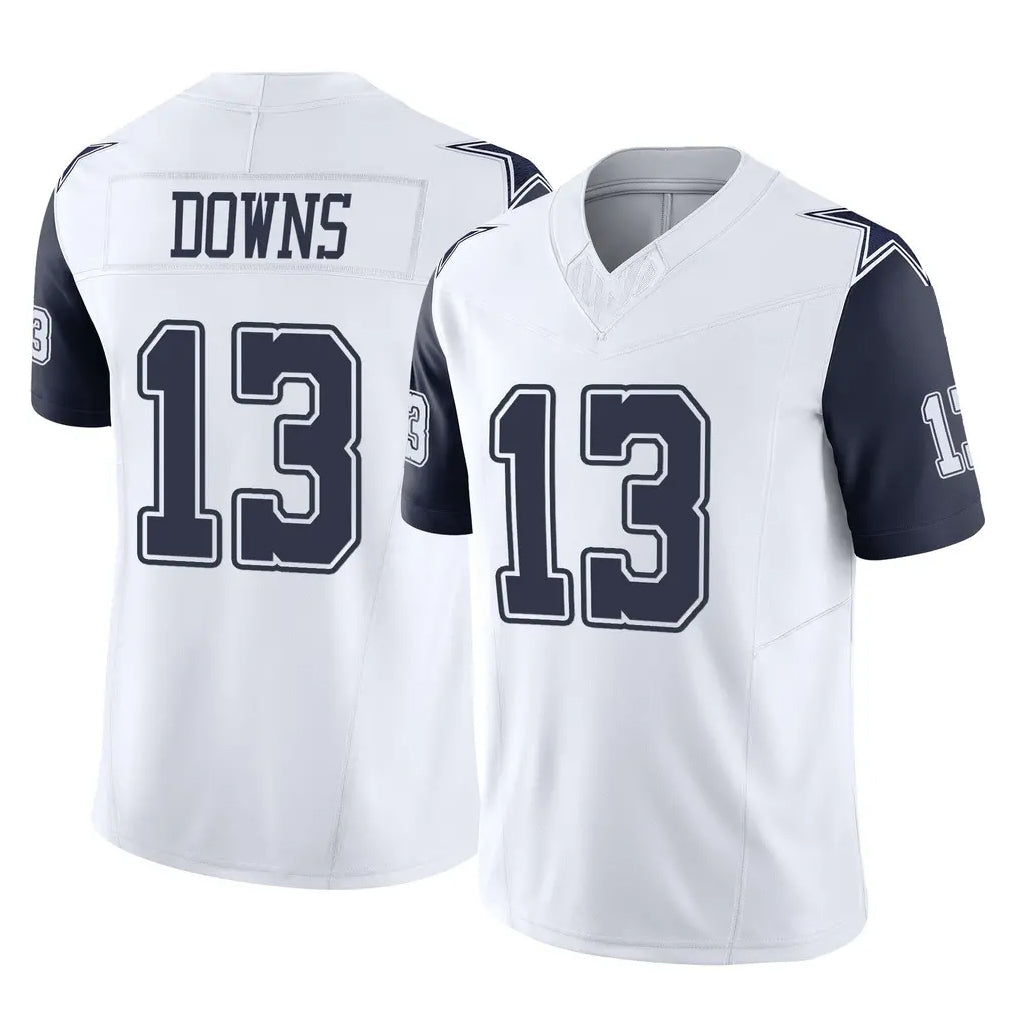 Jdoa D.Cowboys #13 Caleb Downs Player White-Navy Limited Vapor F.U.S.E. Home Game Stitched Jerseys