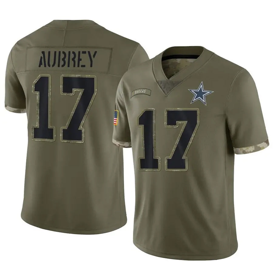 Jdoa D.Cowboys #17 Brandon Aubrey Player Salute To Service Olive Stitched Jerseys