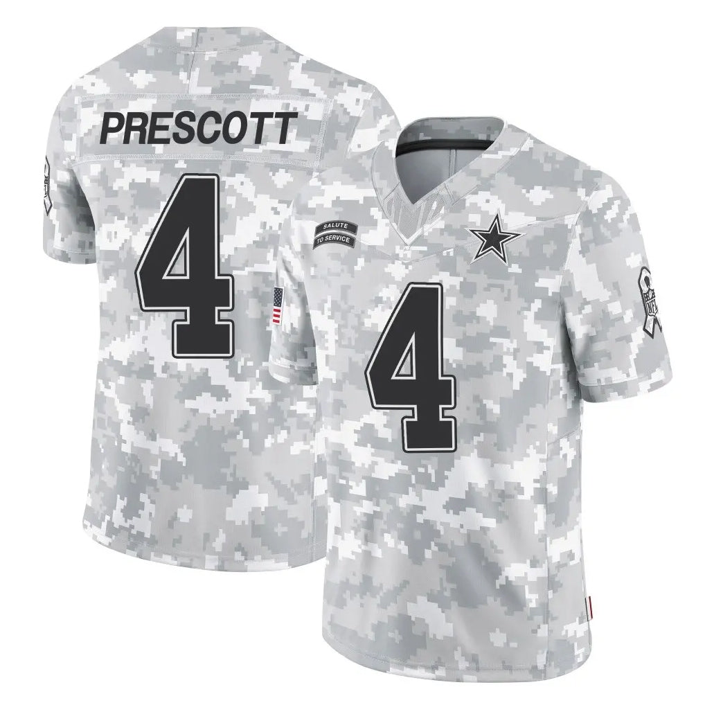 Jdoa D.Cowboys #4 Dak Prescott Player Arctic Camo Salute to Service Limited Home Game Stitched Jerseys