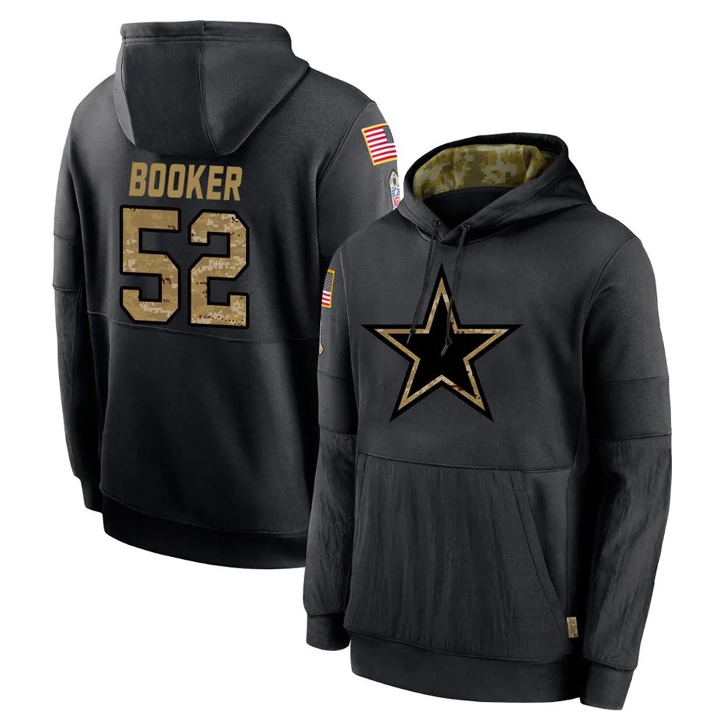 Jdoa D.Cowboys #52 Tyler Booker Player Black Salute to Service Pullover Hoodies Limited Stitched Jerseys